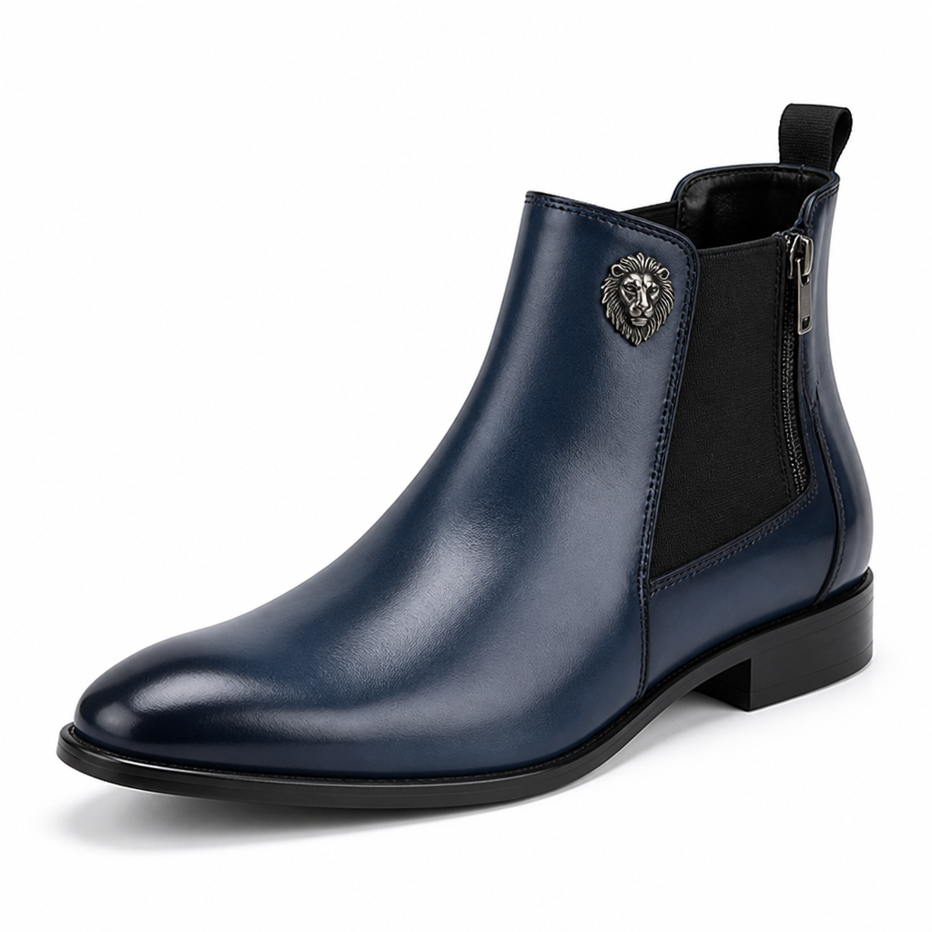 Timeless Lion Emblem Chelsea Boots (Side Zipper)