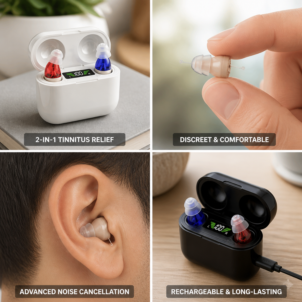 Tinnitus Relief Noise-Canceling Rechargeable In-Ear Hearing Aids