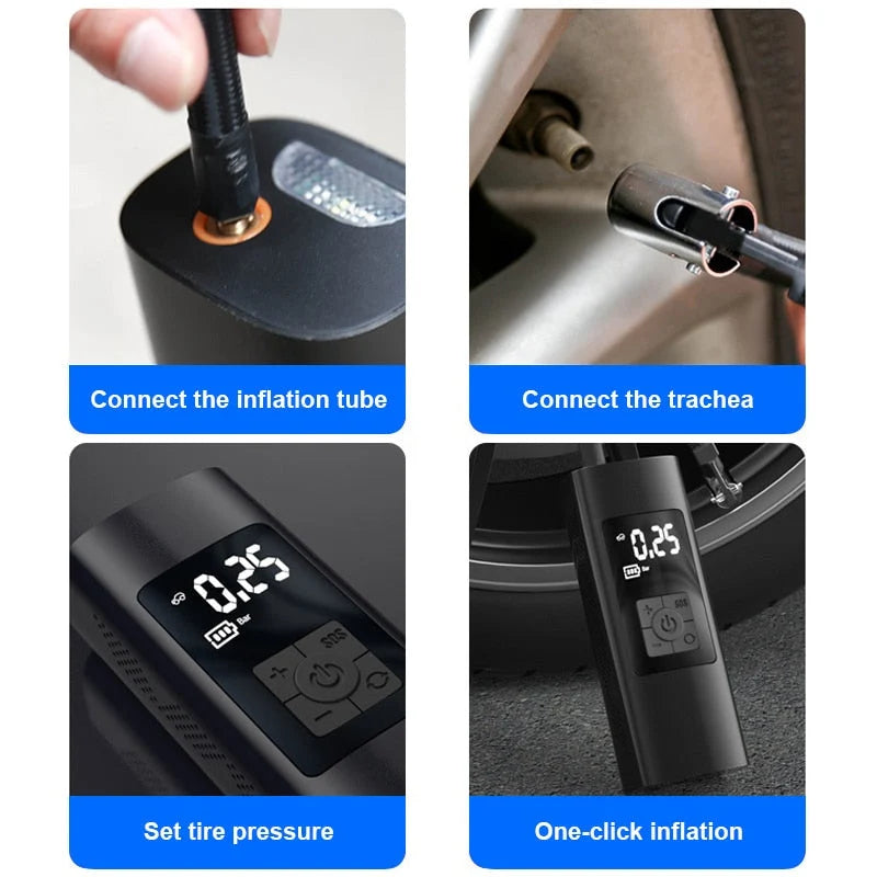 Tire Inflator Cordless 150 PSI LCD Display Automatic Shutoff