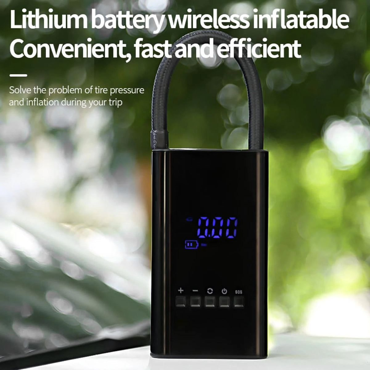 Tire Inflator Portable 150 PSI LED Display 12V Rechargeable Battery