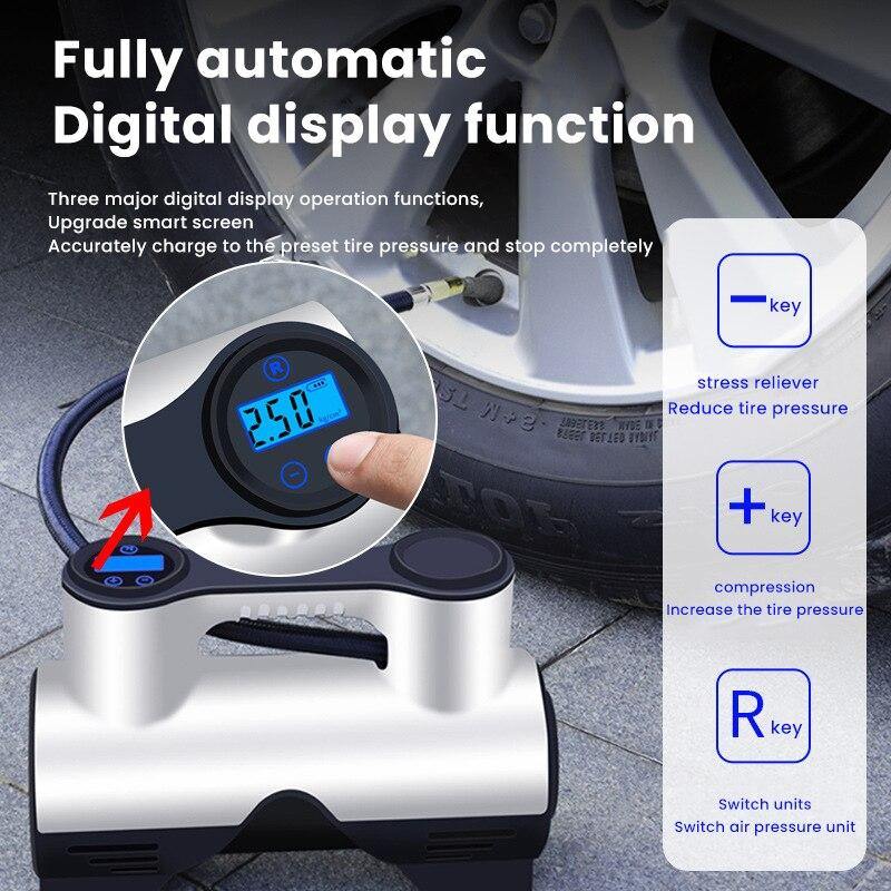 Tire Inflator Portable Auto Shutoff LED Light