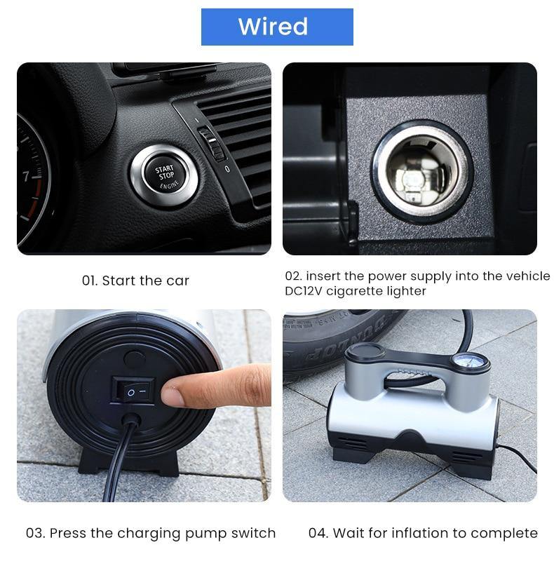 Tire Inflator Portable Auto Shutoff LED Light