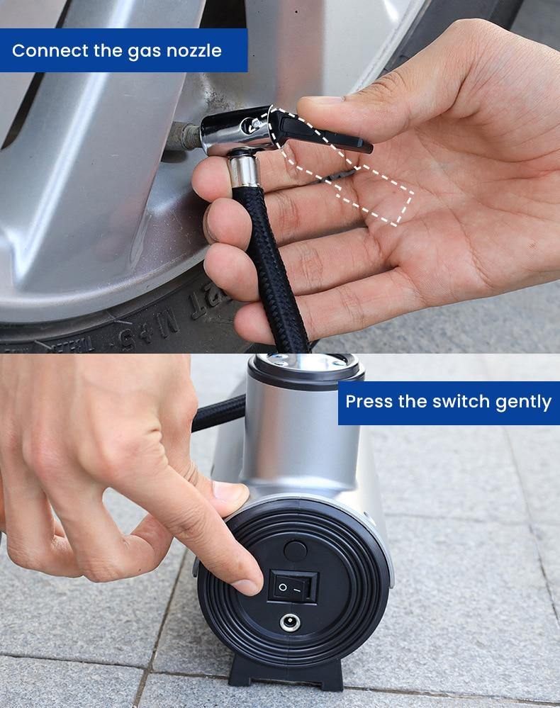 Tire Inflator Portable Auto Shutoff LED Light