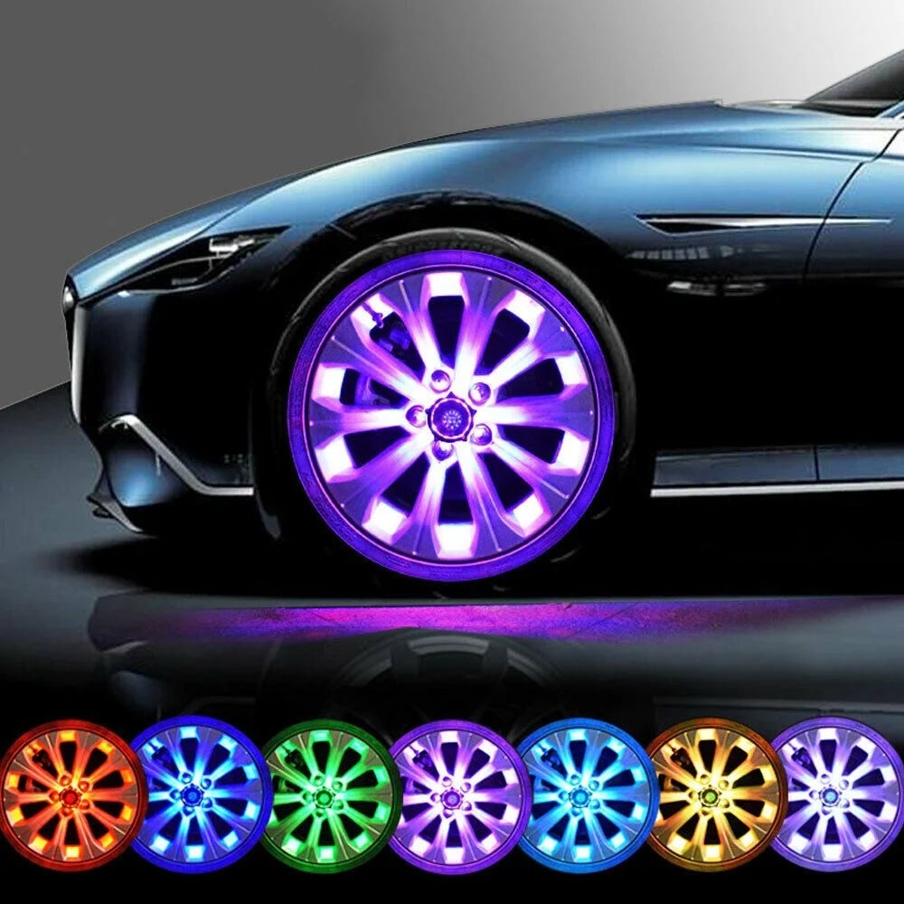 Tire Valve Cap Lights Solar-Powered Color-Changing LEDs
