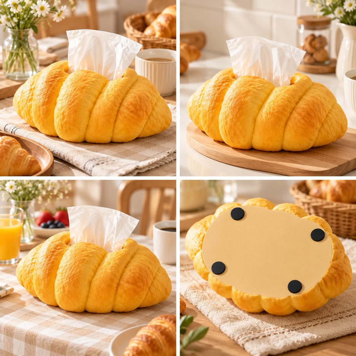 Tissue Box Cover Croissant Design Stable Base