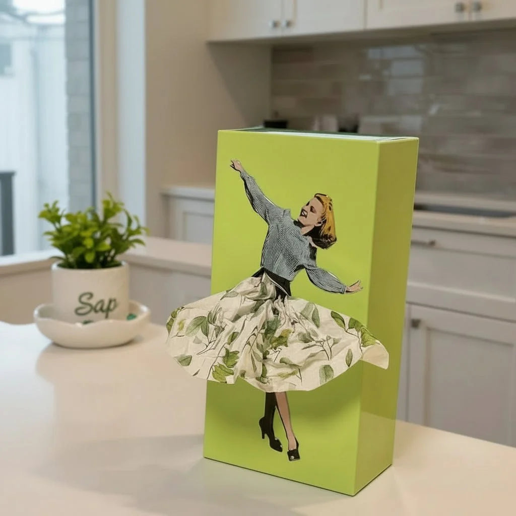 Tissue Box Flying Skirt Design Open Top Compact Display