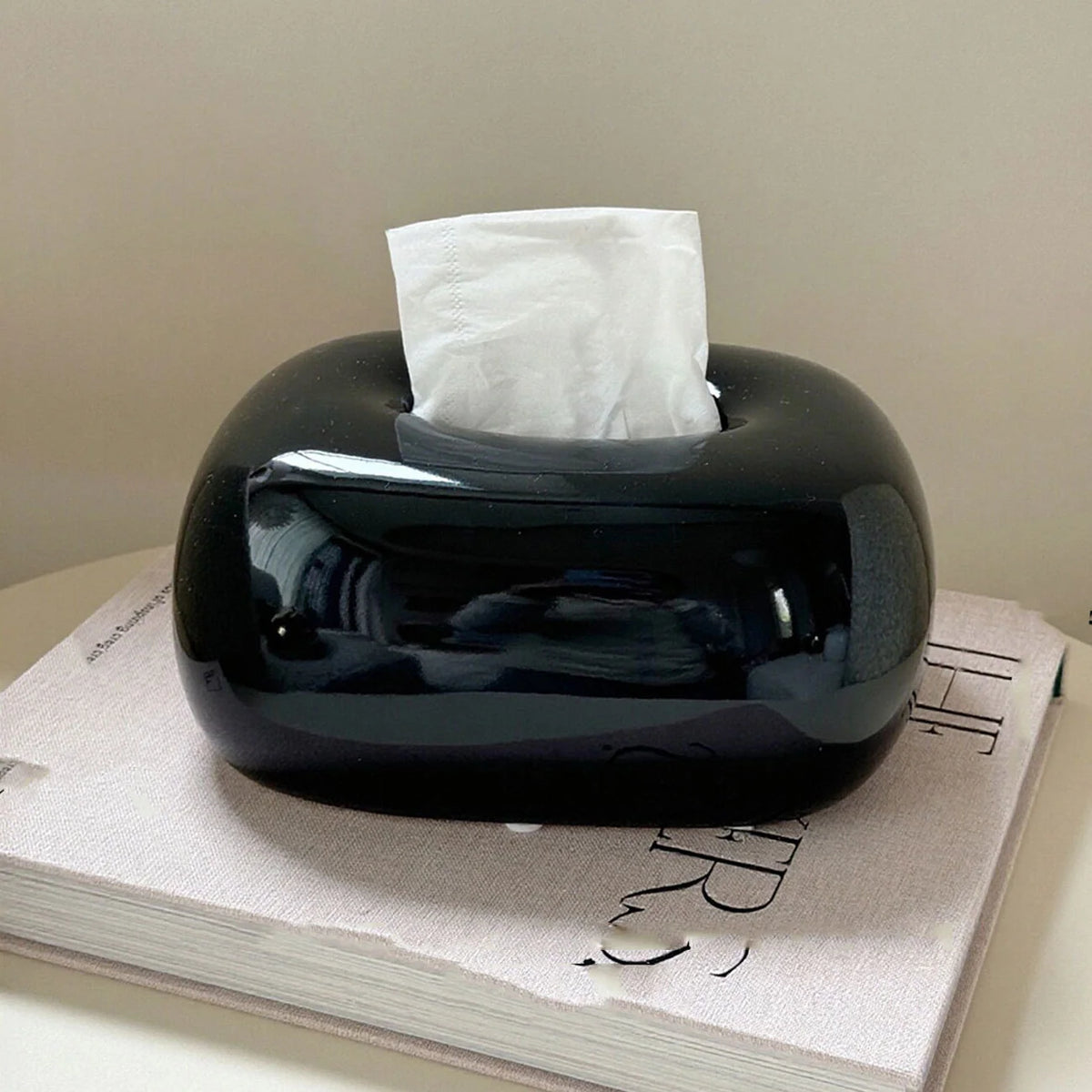 Tissue Box Holder Modern Abstract Glossy Finish Compact Size