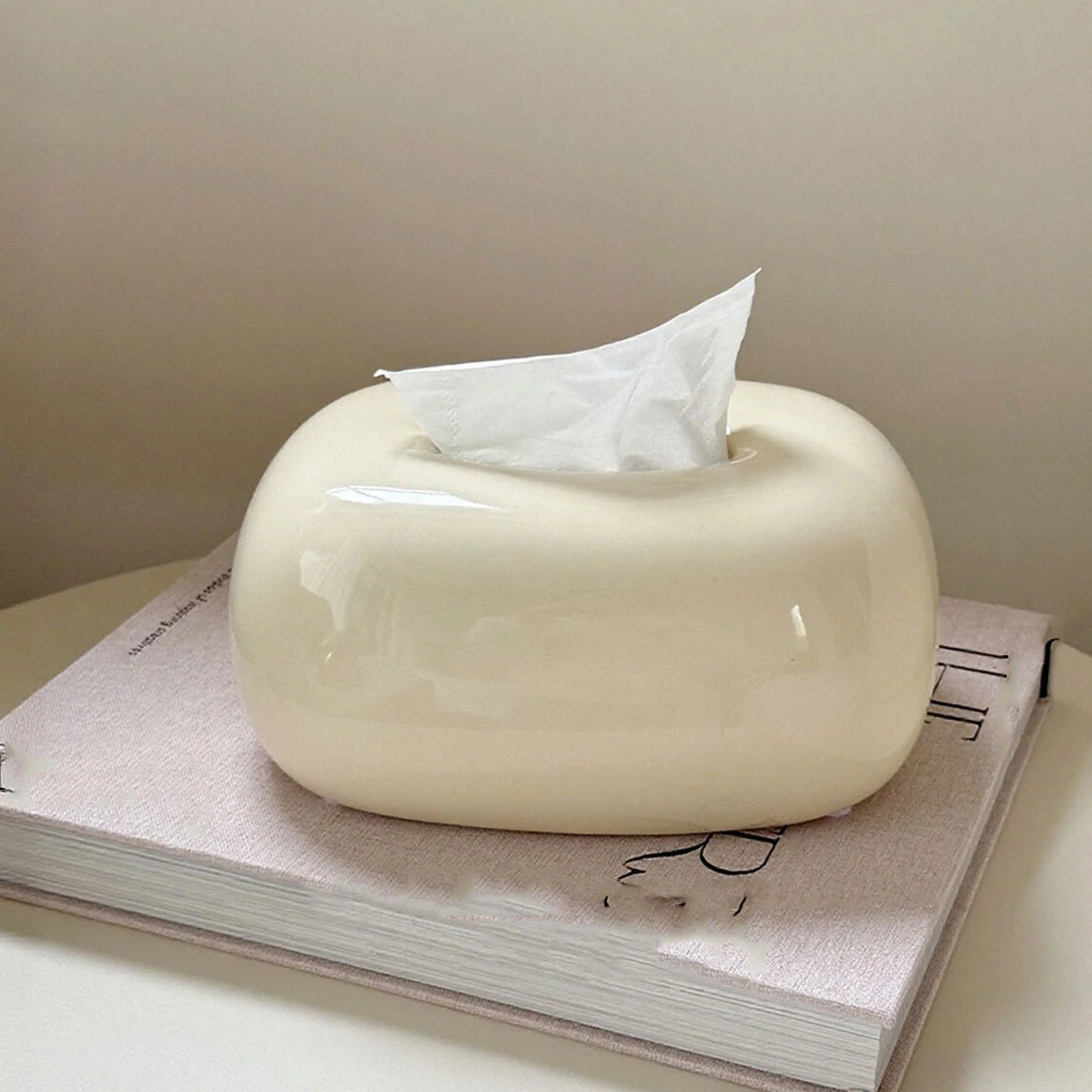 Tissue Box Holder Modern Abstract Glossy Finish Compact Size