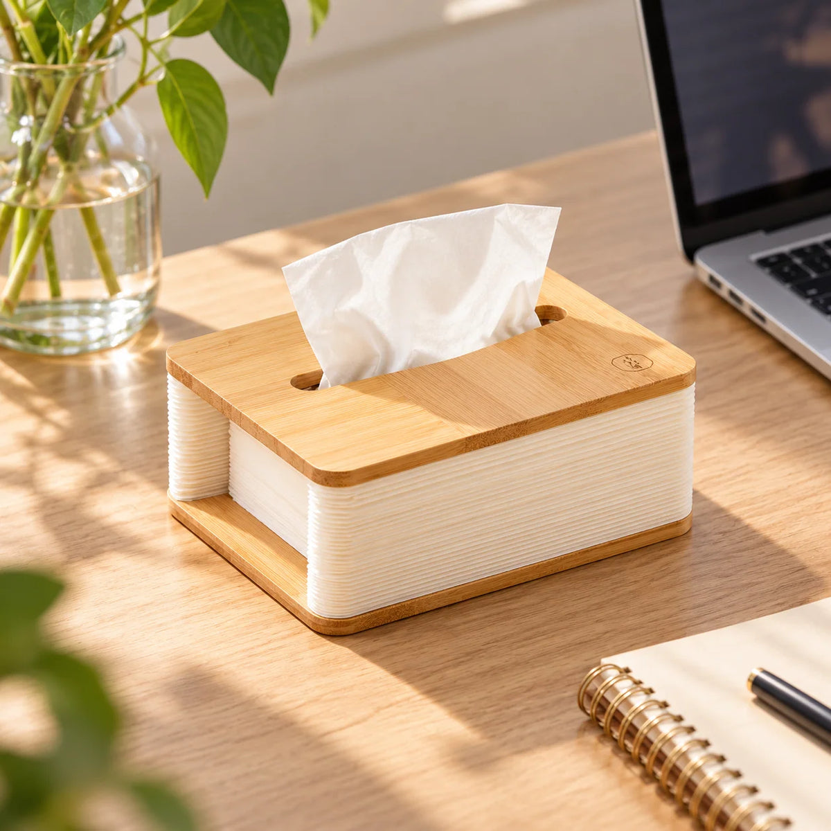 Tissue Box Natural Bamboo Foldable Space-Saving