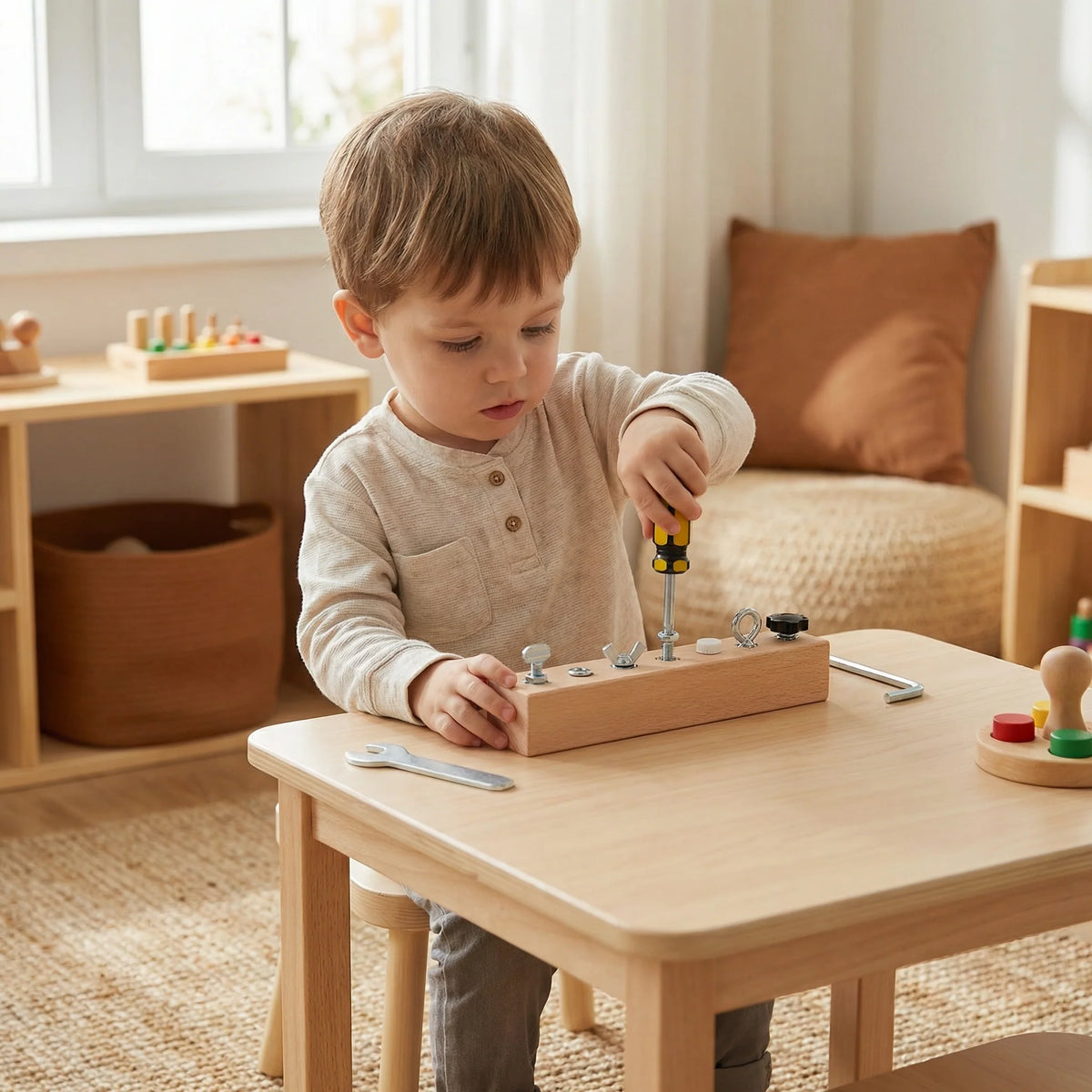 Toddler Screw Toy Natural Wood Pincer Grip Trainer