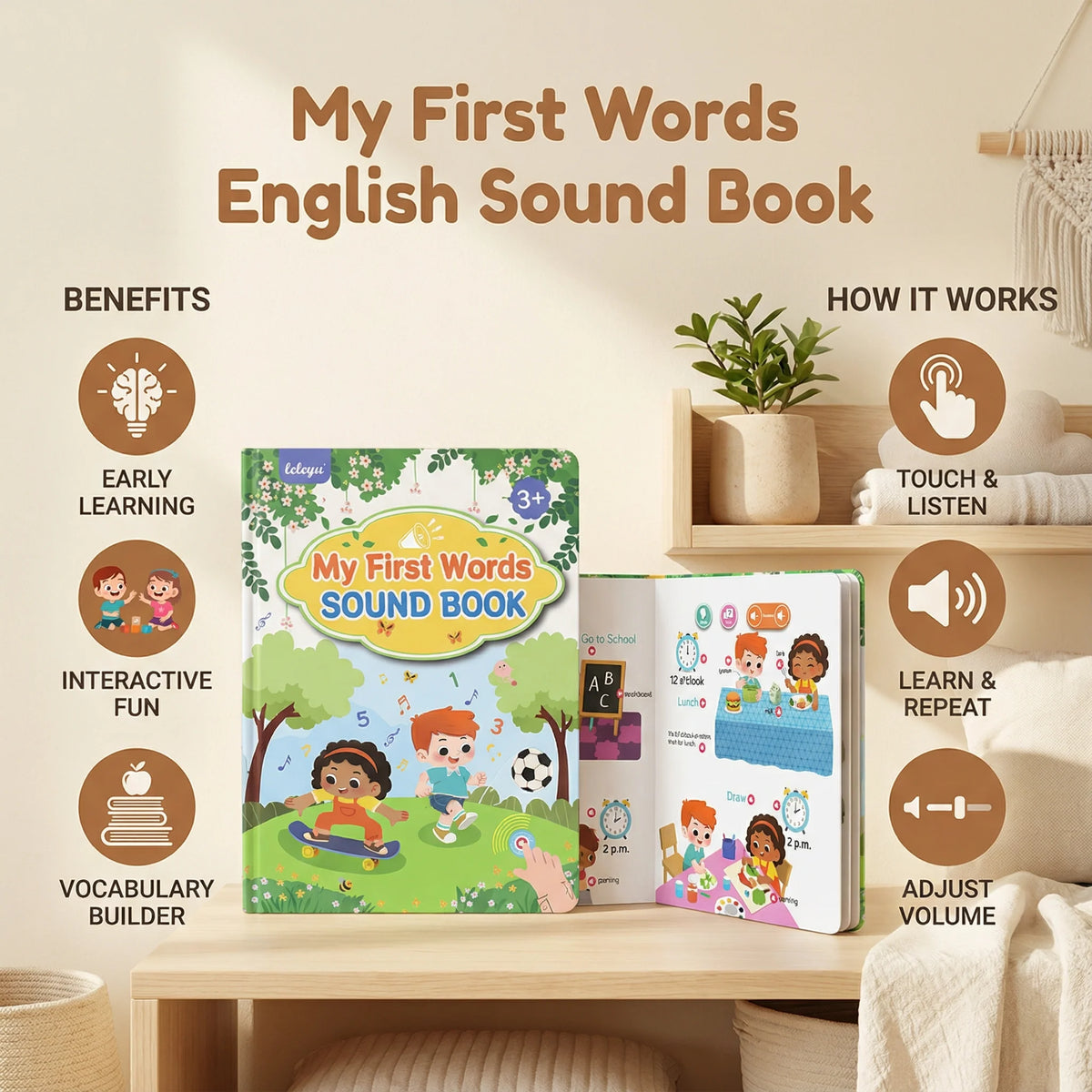 Toddler Sound Book Large Audio Buttons & Durable Pages