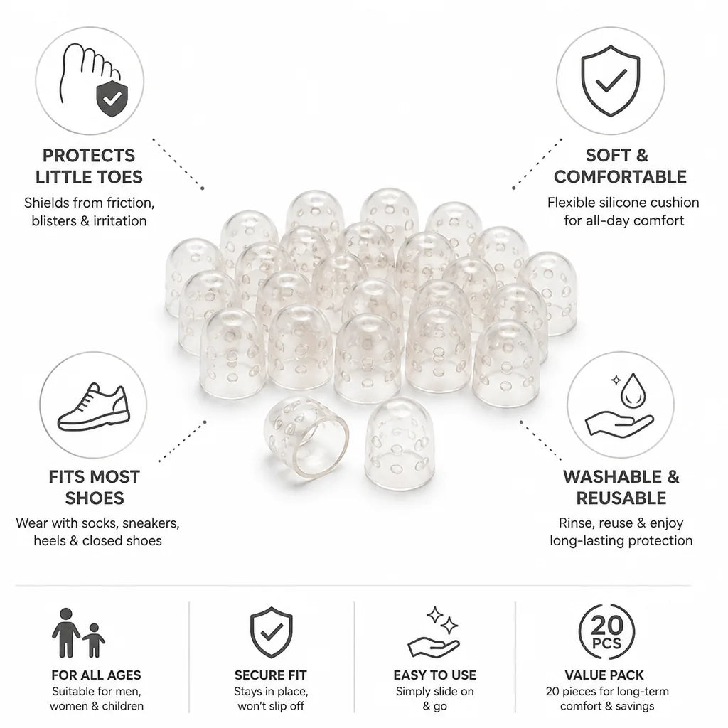 Toe Protector Sleeves Soft Silicone Reusable 20-Pack