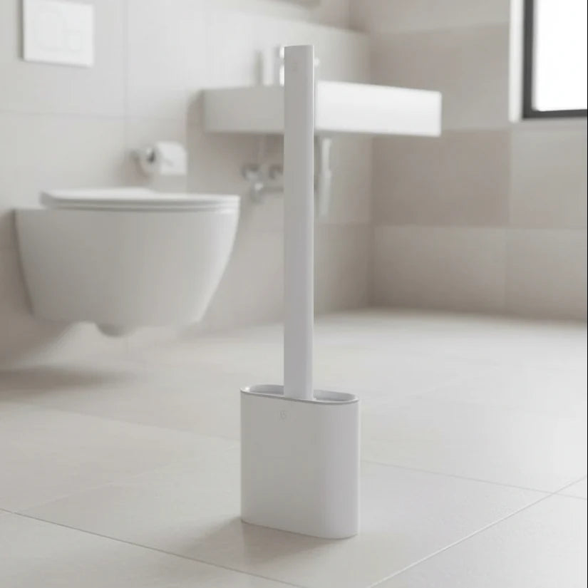 Toilet Brush Flexible Silicone Head Wall-Mounted Holder
