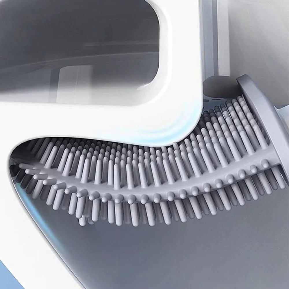 Toilet Brush Flexible Silicone Head Wall-Mounted Holder