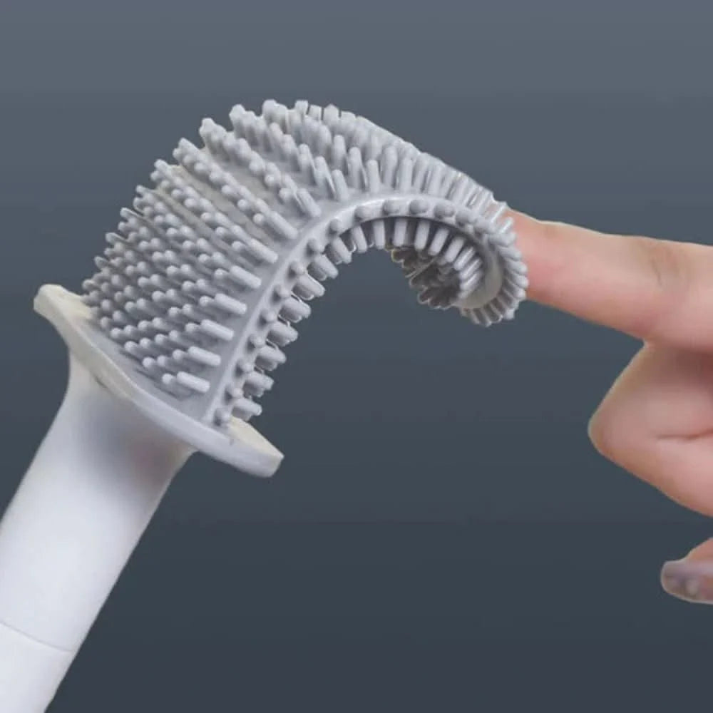 Toilet Brush Flexible Silicone Head Wall-Mounted Holder
