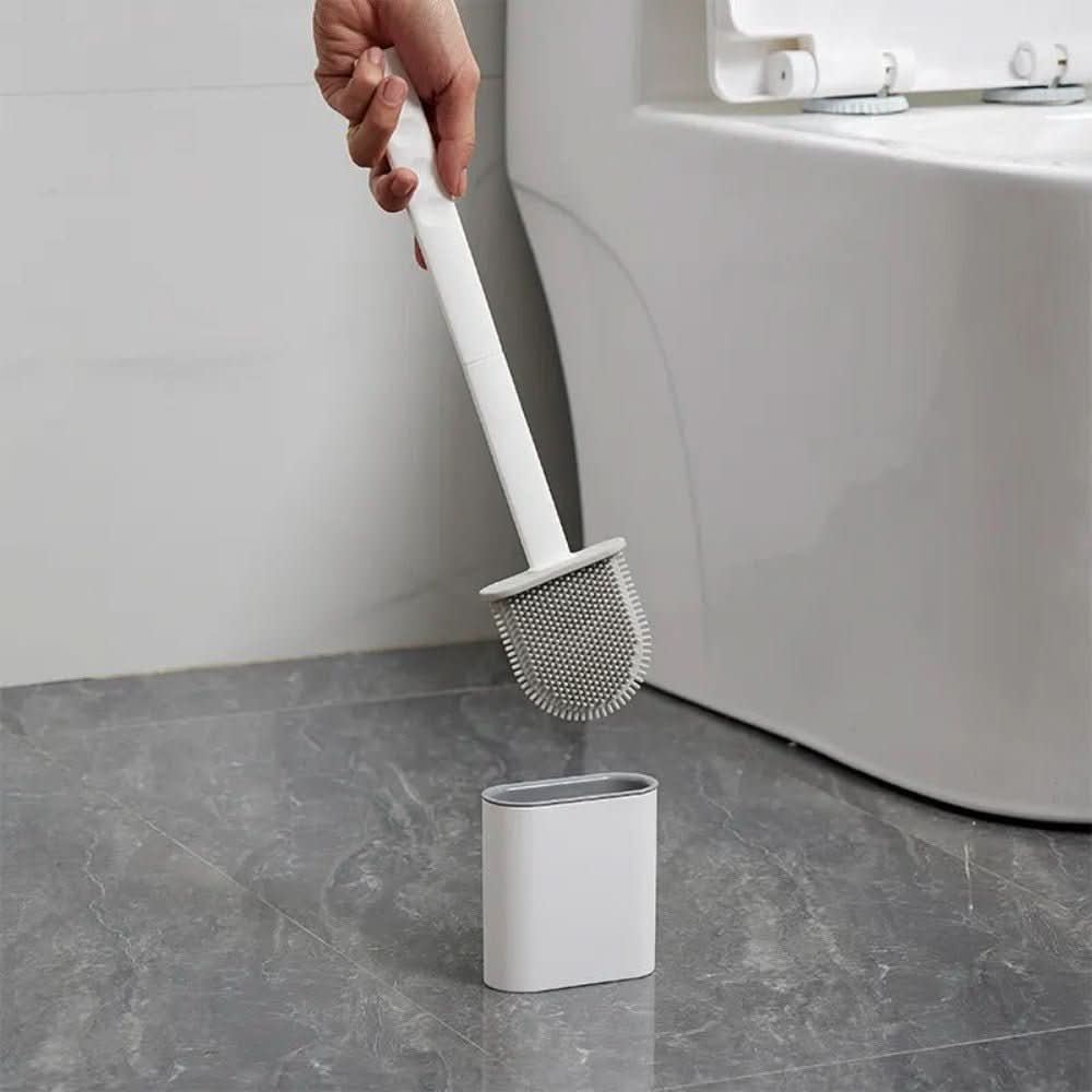 Toilet Brush Flexible Silicone Head Wall-Mounted Holder