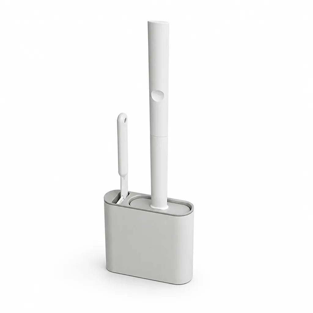 Toilet Brush Silicone Head Quick-Dry Holder Adhesive Wall Mount