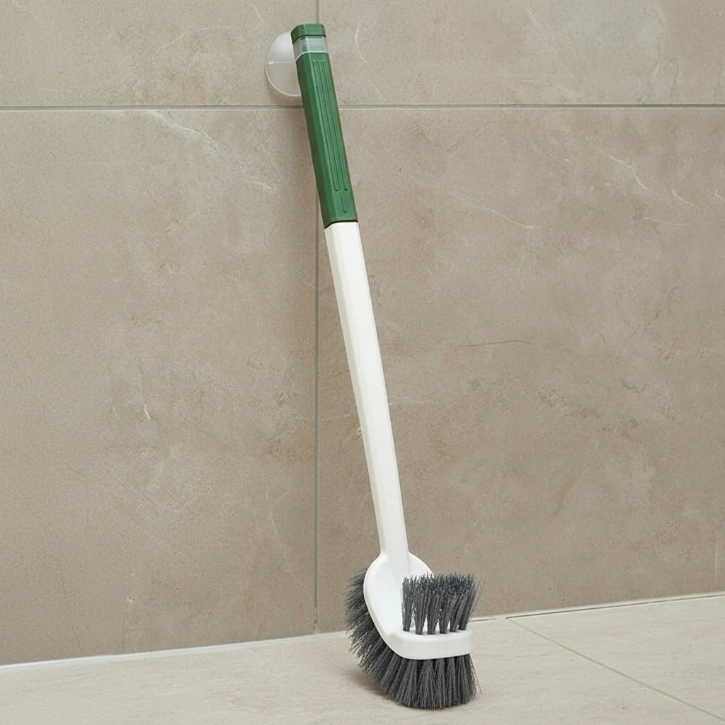 Toilet Brush Wall-Mounted Suction Holder Double-Sided Angled Head & Long Handle
