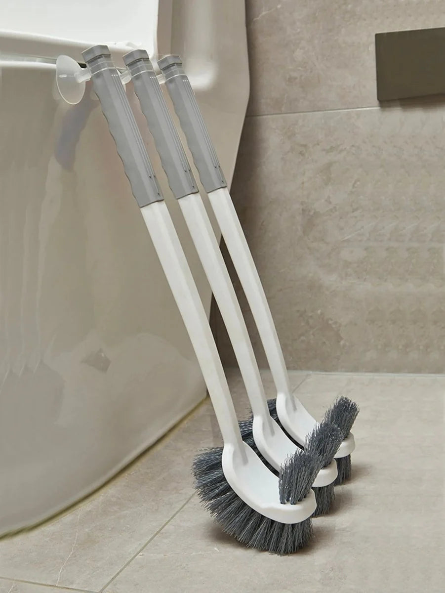 Toilet Brush Wall-Mounted Suction Holder Double-Sided Angled Head & Long Handle