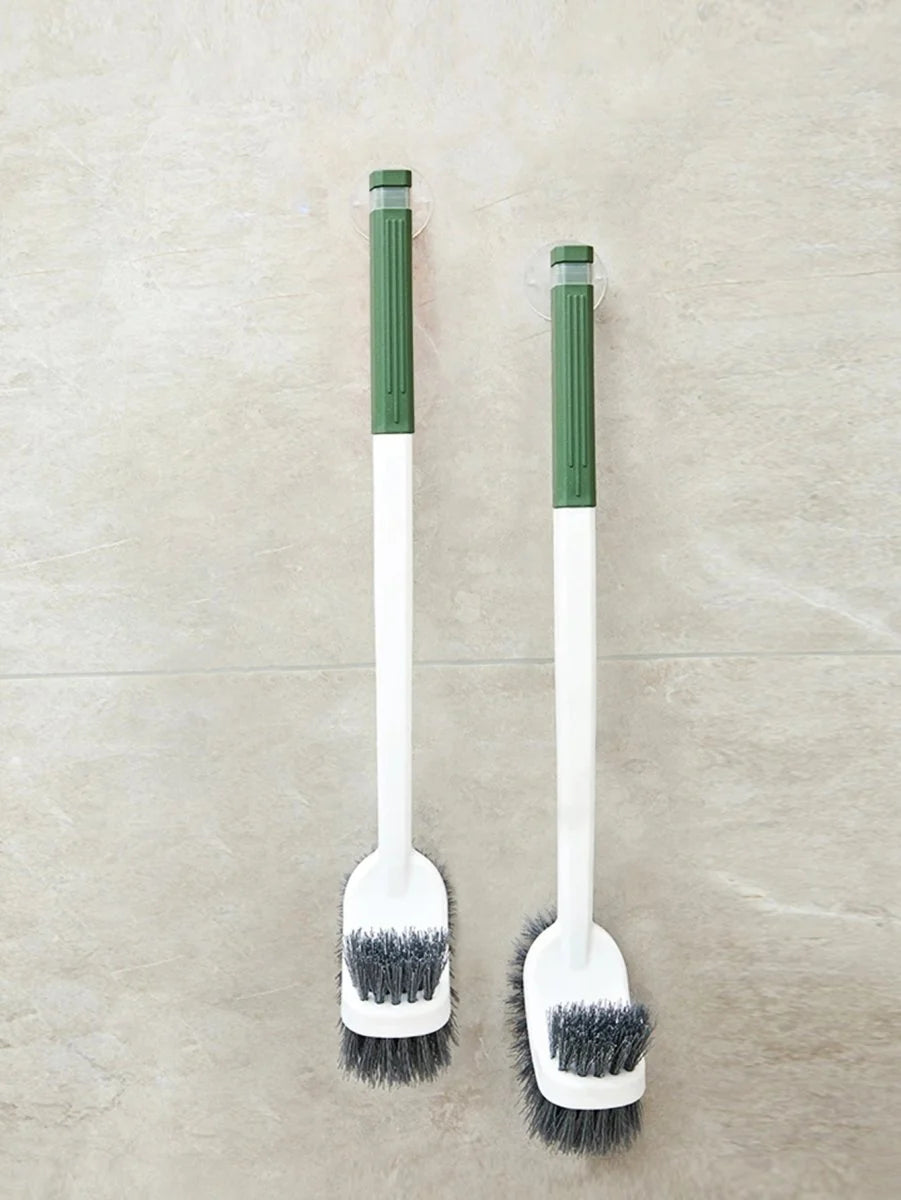Toilet Brush Wall-Mounted Suction Holder Double-Sided Angled Head & Long Handle