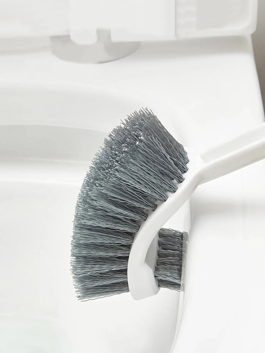 Toilet Brush Wall-Mounted Suction Holder Double-Sided Angled Head & Long Handle