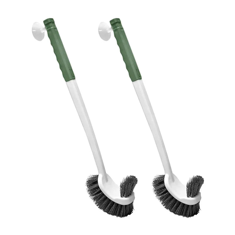 Toilet Brush Wall-Mounted Suction Holder Double-Sided Angled Head & Long Handle