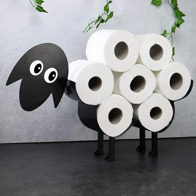 Toilet Paper Holder Sheep Design 7-Roll Freestanding or Wall-Mounted