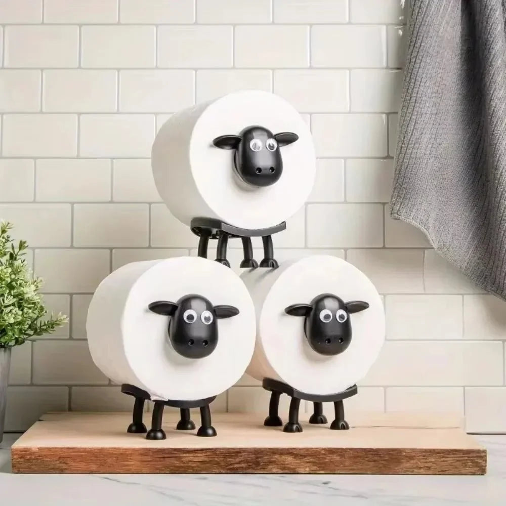 Toilet Paper Holder Sheep Design Resin Non-Slip Base