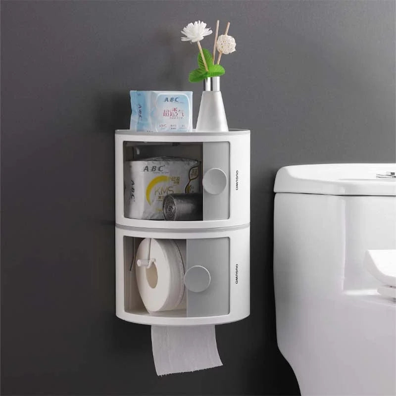 Toilet Paper Holder Shelf Waterproof Sliding Door