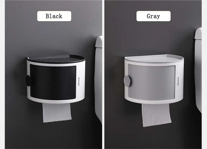 Toilet Paper Holder Shelf Waterproof Sliding Door