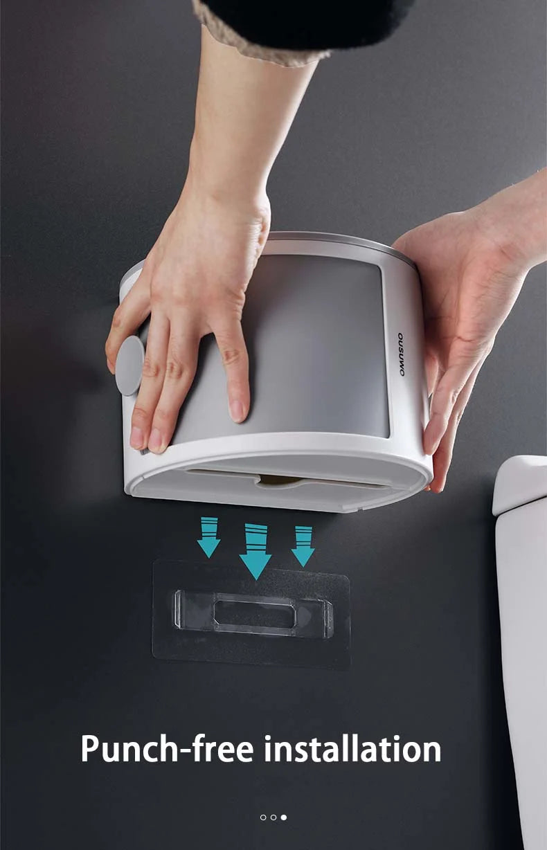 Toilet Paper Holder Shelf Waterproof Sliding Door