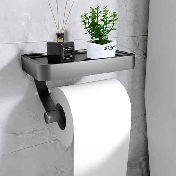 Toilet Paper Holder Stainless Steel Shelf Drill-Free Mount