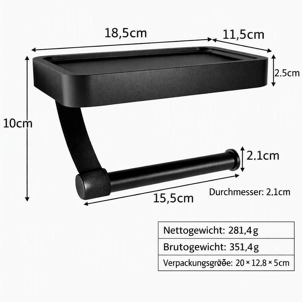 Toilet Paper Holder Stainless Steel Shelf Drill-Free Mount