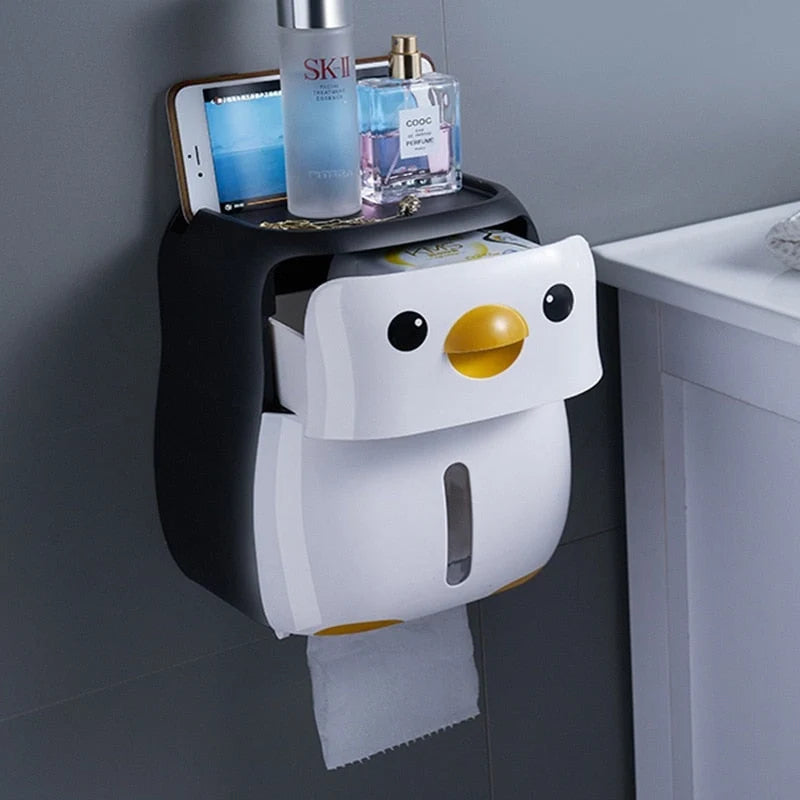 Toilet Paper Holder Wall-Mounted With Storage Drawer