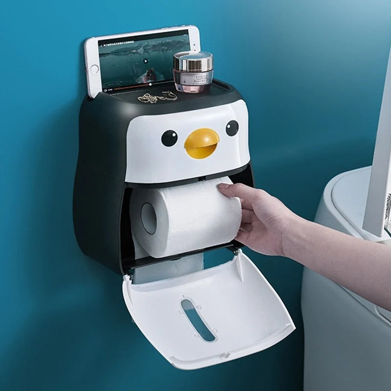 Toilet Paper Holder Wall-Mounted With Storage Drawer