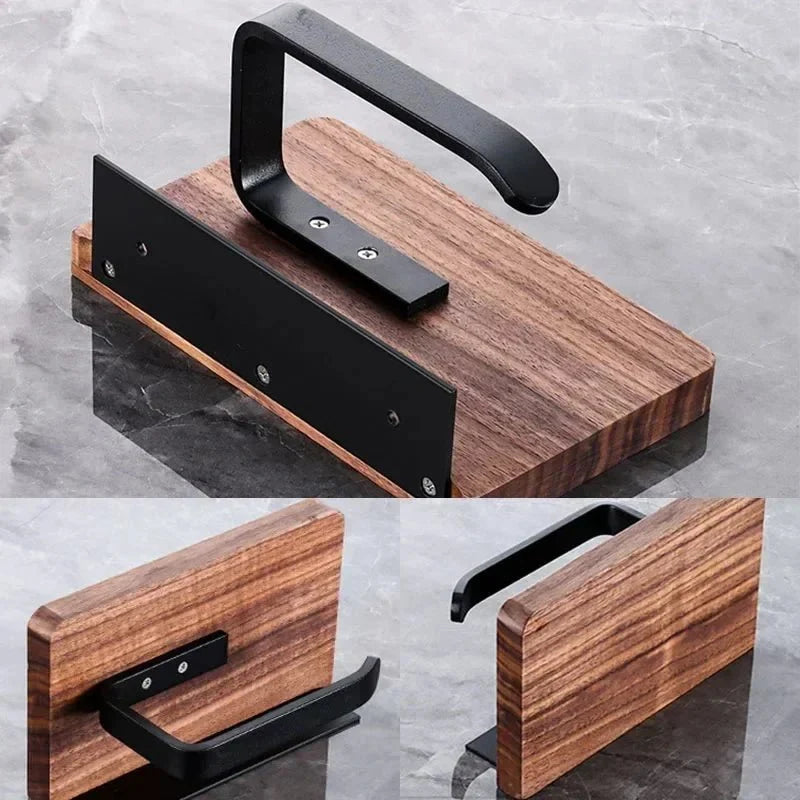 Toilet Paper Holder Wall-Mounted Wooden Phone Shelf