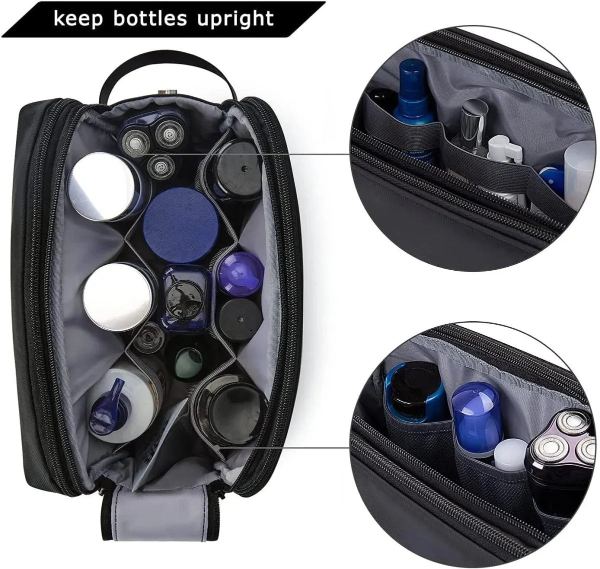 Toiletry Bag Water-Repellent Double Zipper Multiple Pockets