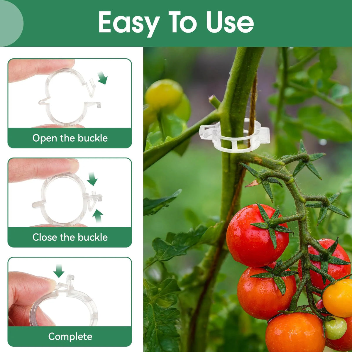 Tomato Plant Clips Snap-On Reusable UV-Resistant Plastic