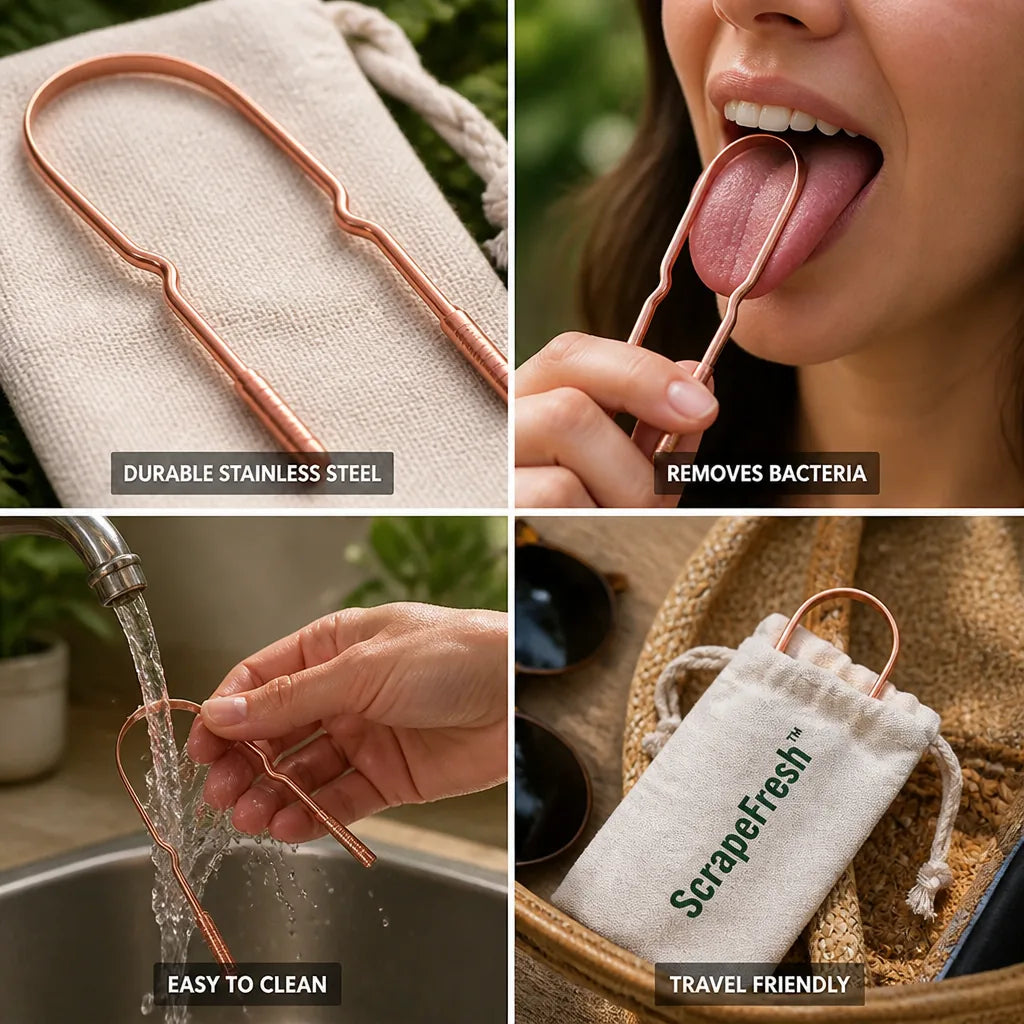 Tongue Scraper Ergonomic Double-Edged Stainless Steel