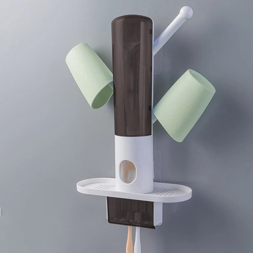 Toothbrush Holder Punch-Free Toothpaste Dispenser & 2 Cups