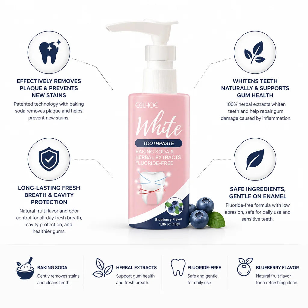 Toothpaste Baking Soda & Herbal Extracts Fluoride-Free