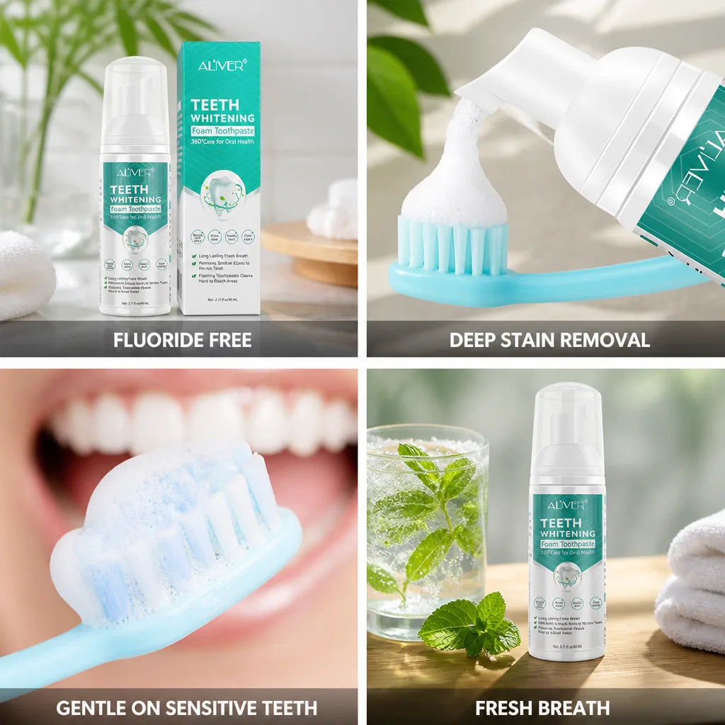 Toothpaste Whitening Foam Fluoride Free For Sensitive Teeth