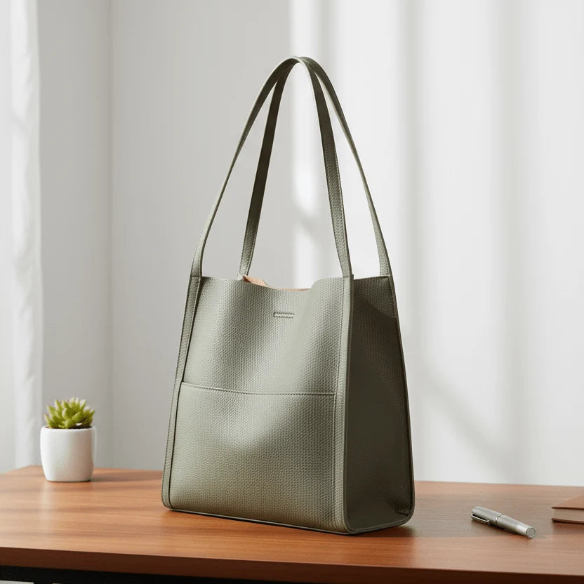 Tote Bag Faux Leather Spacious Interior for Everyday Use