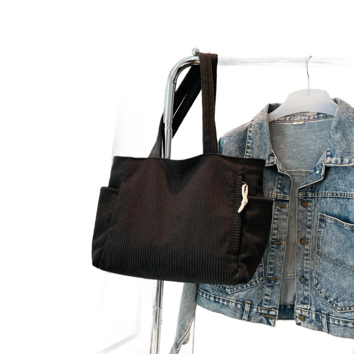 Tote Bag Textured Fabric Spacious Interior Multiple Pockets