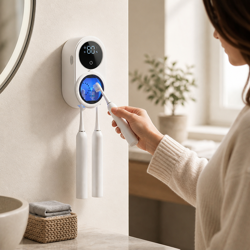 Touchless UV Toothbrush Sterilizer (Wall-Mount, USB Rechargeable)