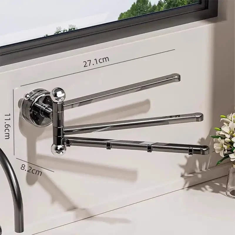 Towel Holder 180° Swivel Arms Suction Cup Mount No-Drill Installation