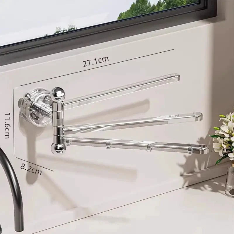 Towel Holder 180° Swivel Arms Suction Cup Mount No-Drill Installation