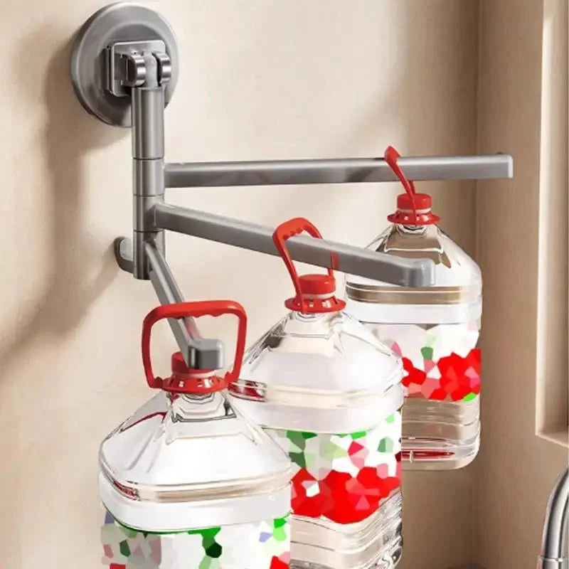 Towel Holder 180° Swivel Arms Suction Cup Mount No-Drill Installation