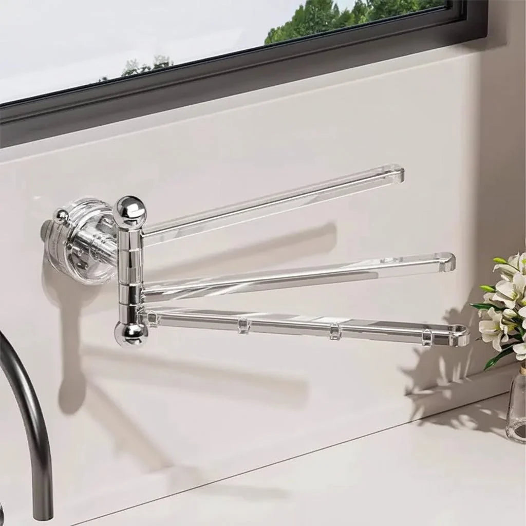 Towel Holder 180° Swivel Arms Suction Cup Mount No-Drill Installation