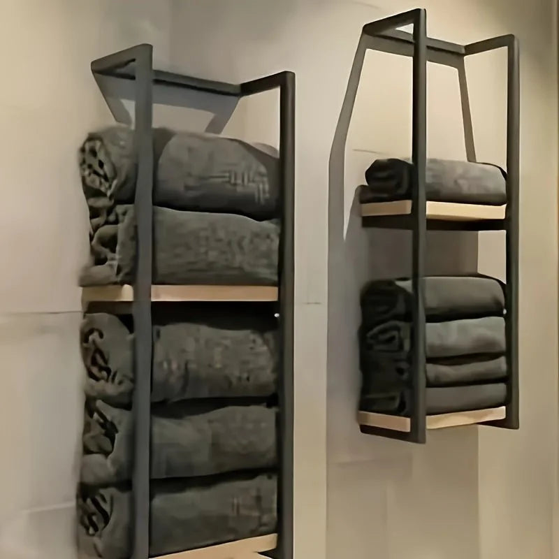 Towel Rack Wall-Mounted Stainless Steel Rust-Resistant Space-Saving